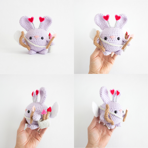 Valentines Day Seasonal Crochet Chubby Bunny Pattern - Amigurumi Cupid Angles